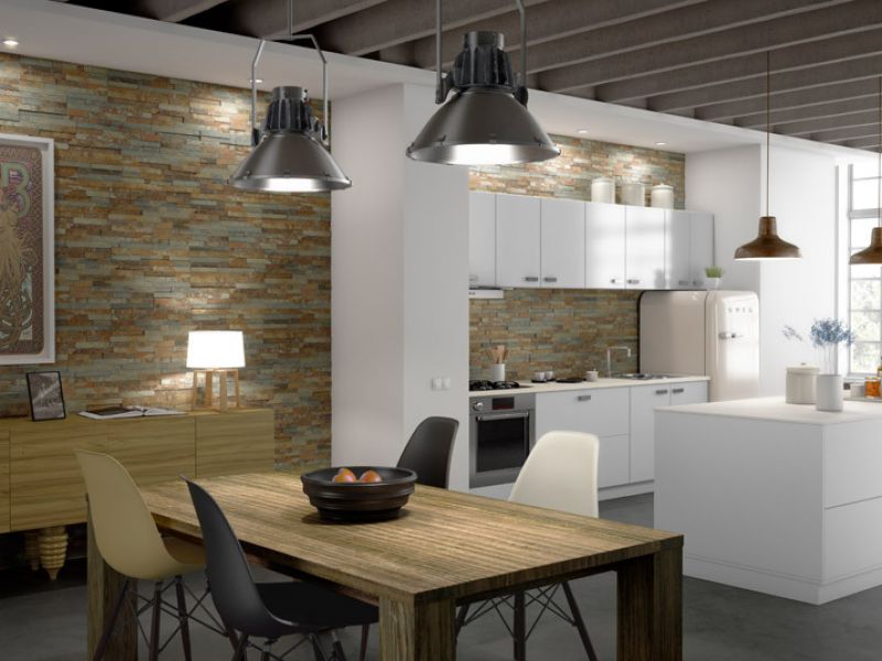 Proyecto con Slim 12 Multicolor — revestimiento mosaico